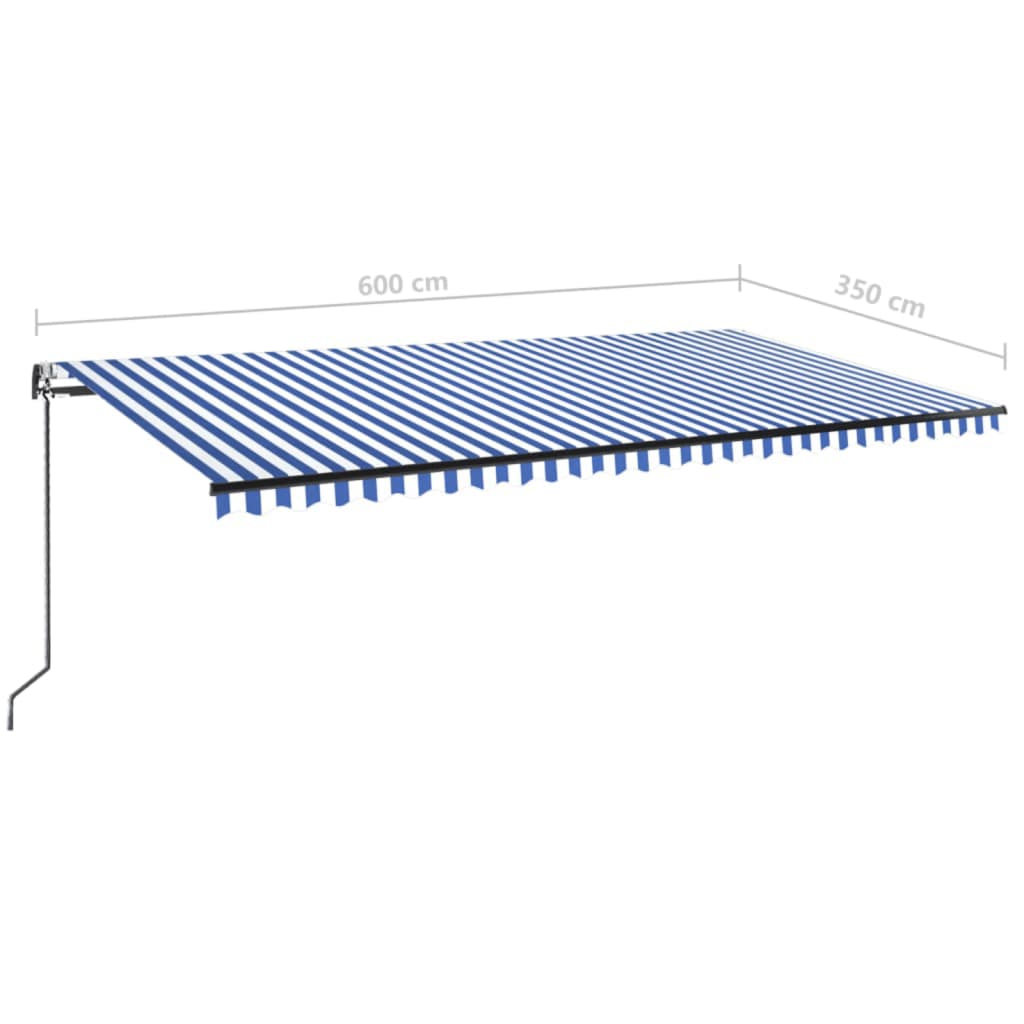 Tenda da Sole Retrattile Automatica 600x350 cm Blu e Bianca | homemem39