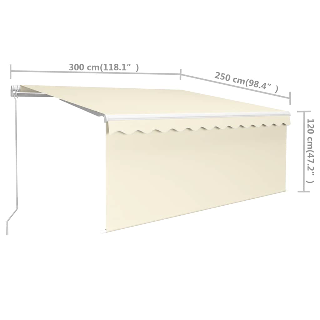 Tenda da Sole Retrattile Manuale con Parasole 3x2,5 m Crema