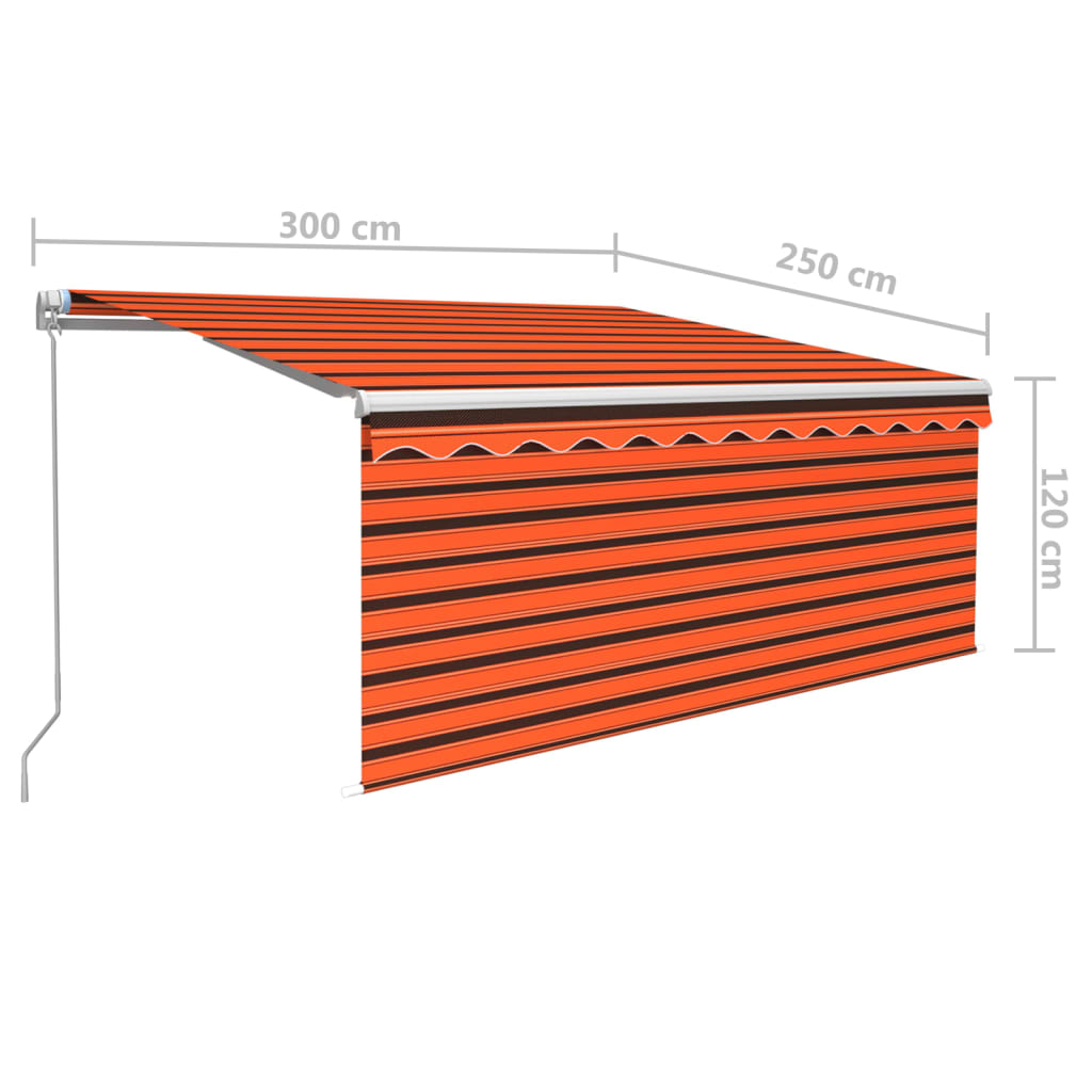 Tenda Retrattile Manuale con Parasole 3x2,5m Arancione Marrone | homemem39