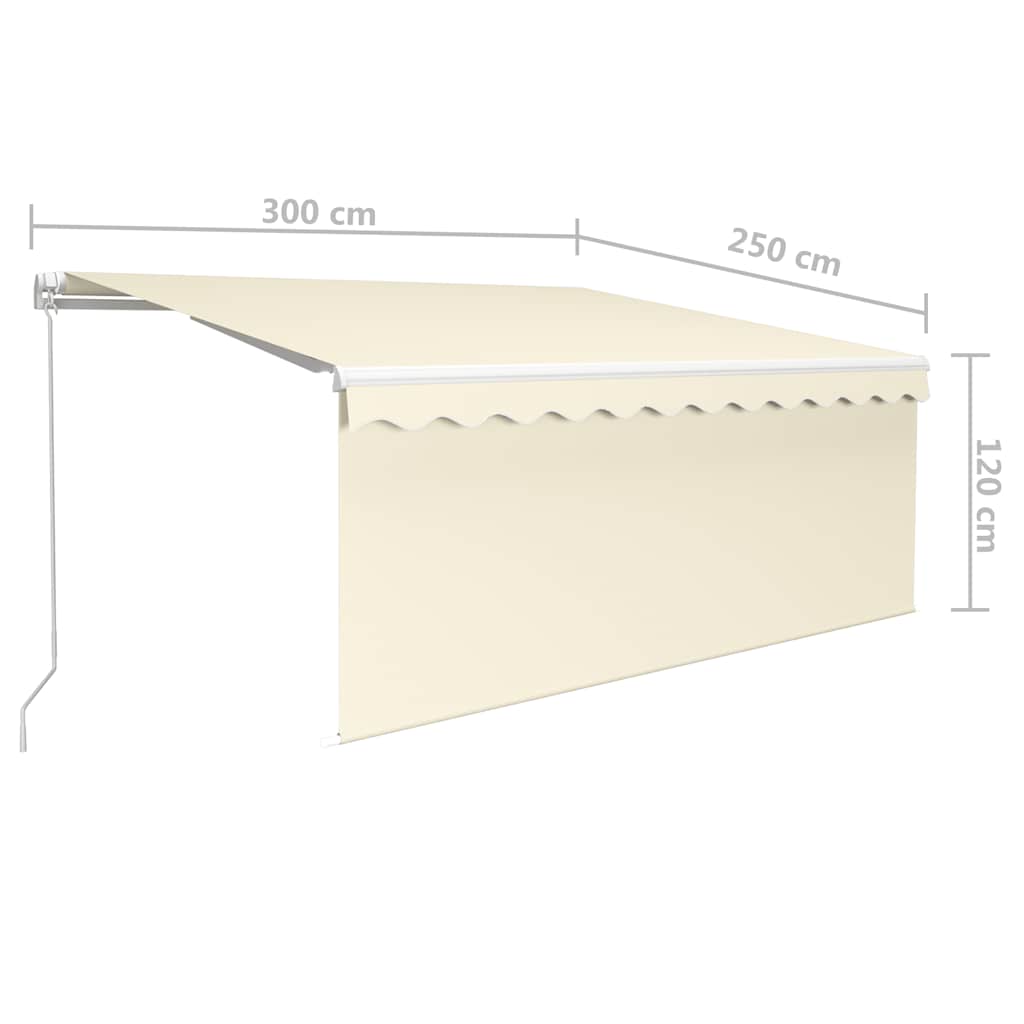 Tenda da Sole Retrattile Manuale con LED 3x2,5 m Crema - homemem39