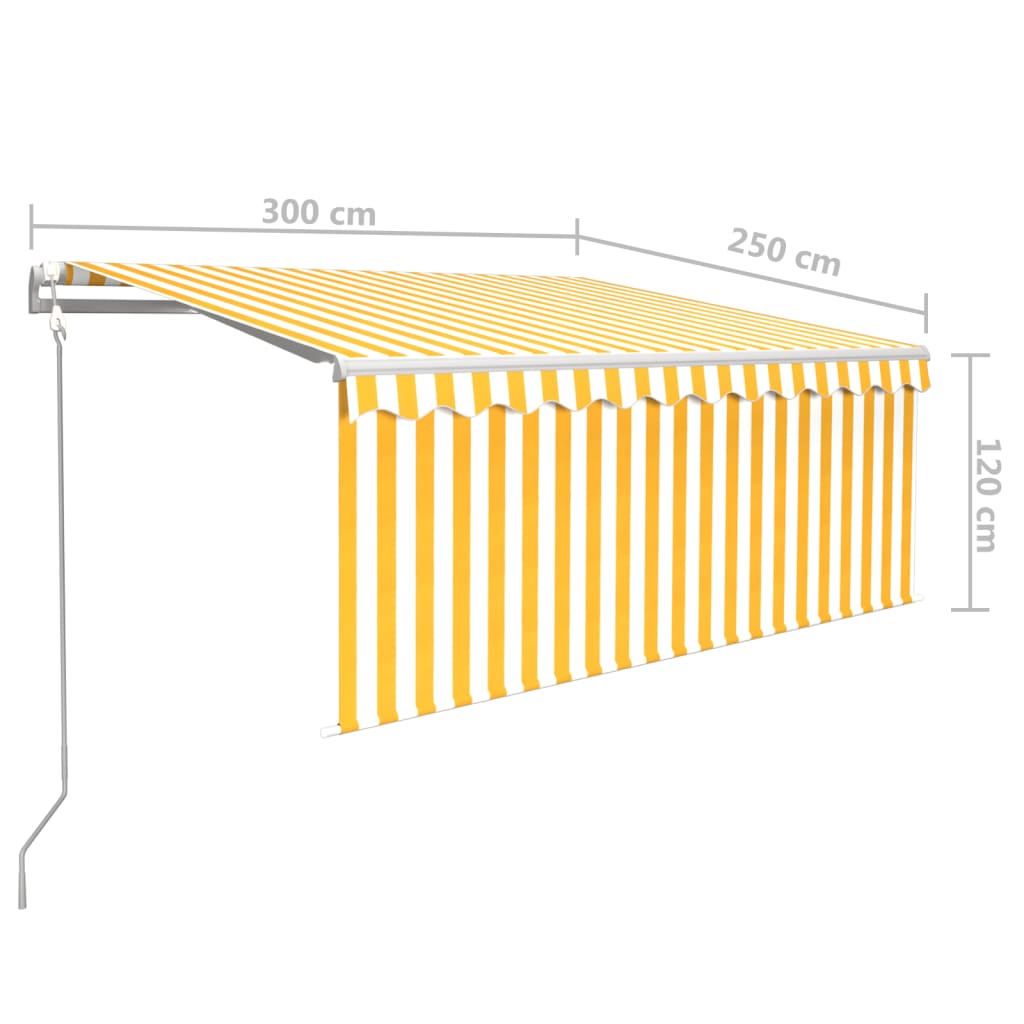 Tenda Sole Retrattile Automatica e Parasole 3x2,5mGialla Bianca | homemem39