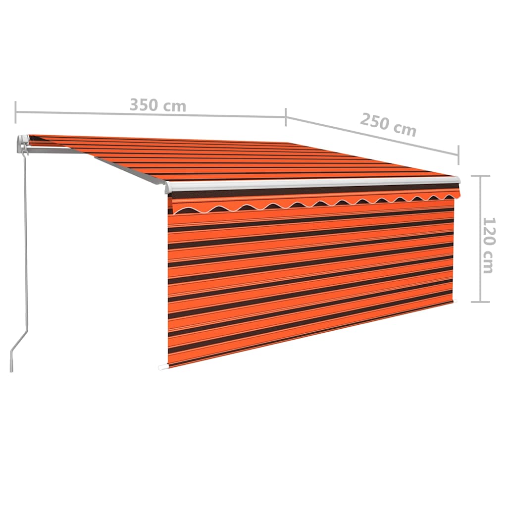 Tenda Retrattile Manuale Parasole 3,5x2,5m Arancione e Marrone | homemem39