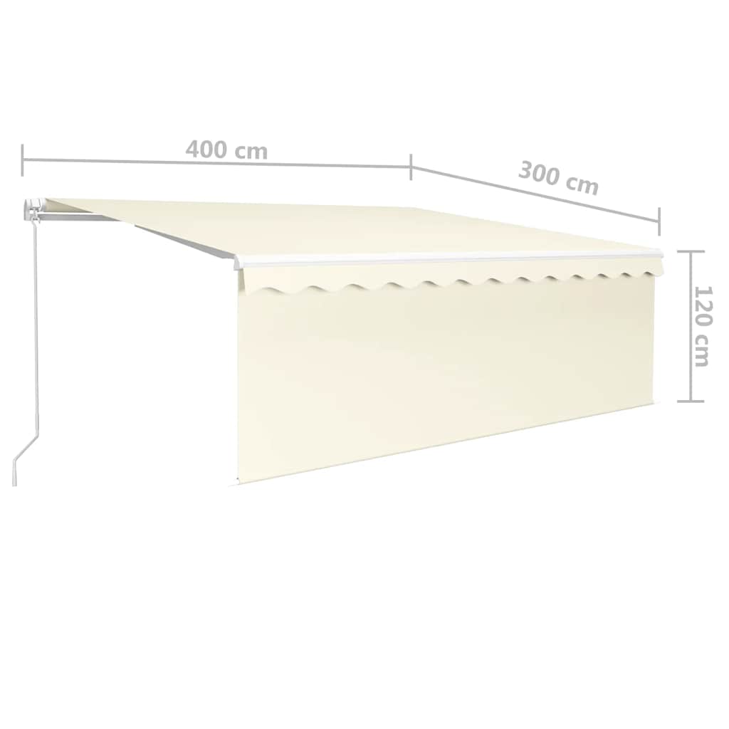 Tenda da Sole Retrattile Manuale con LED 4x3 m Crema | homemem39