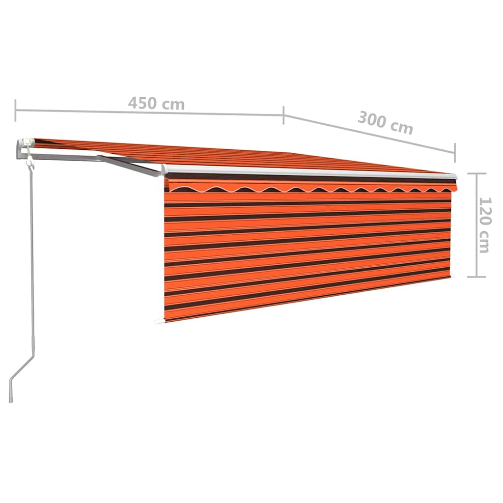Tenda da Sole Retrattile Automatica 4,5x3m Arancione e Marrone | homemem39