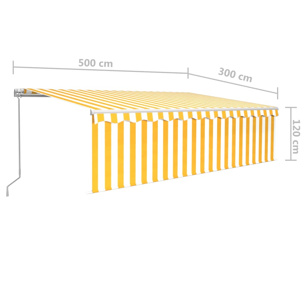 Tenda Sole Retrattile Manuale Parasole LED 5x3m Gialla Bianca | homemem39