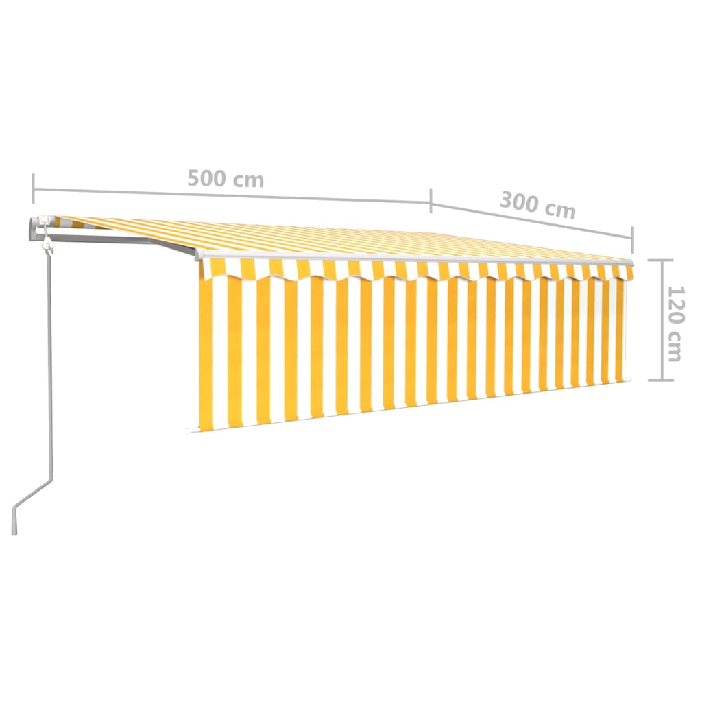 Tenda Automatica con Sensore Vento LED 5x3m Gialla/Bianca | homemem39