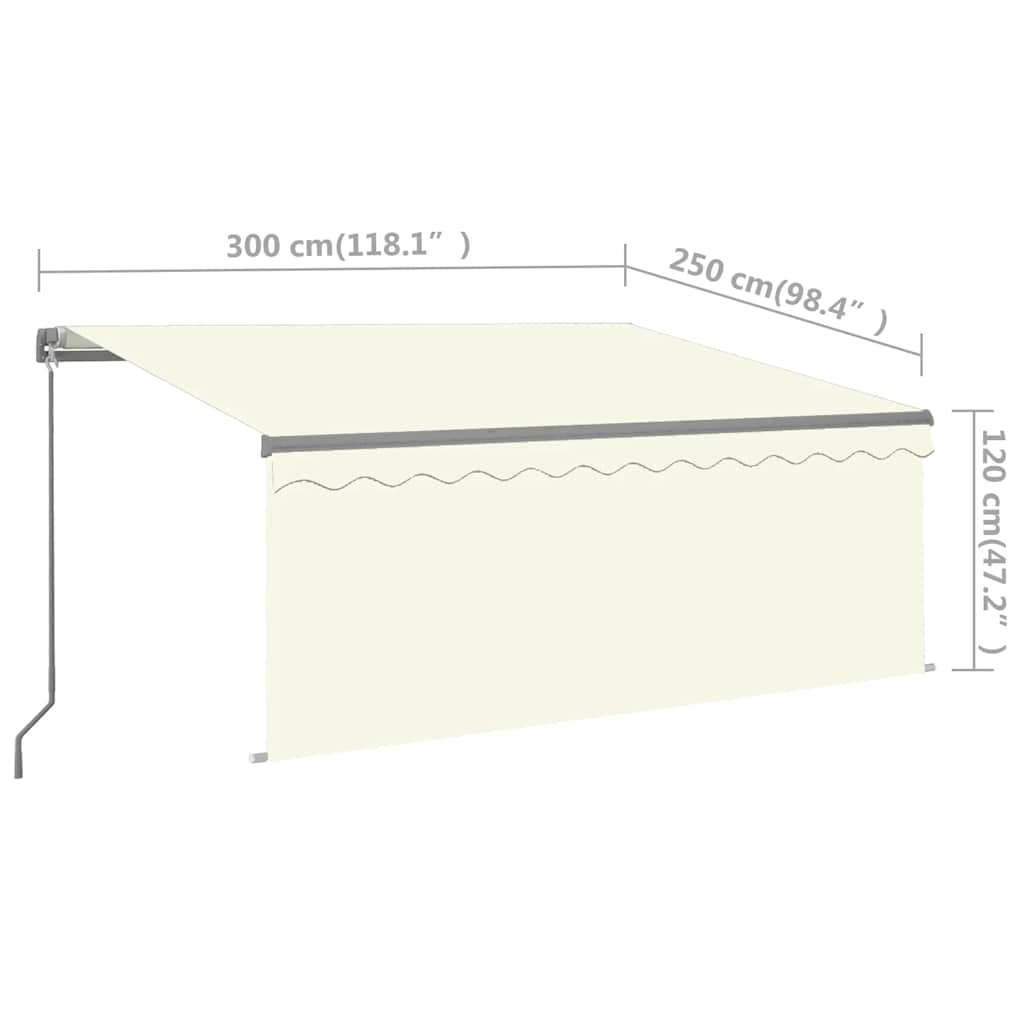 Tenda da Sole Retrattile Manuale con LED 3x2,5 m Crema | homemem39
