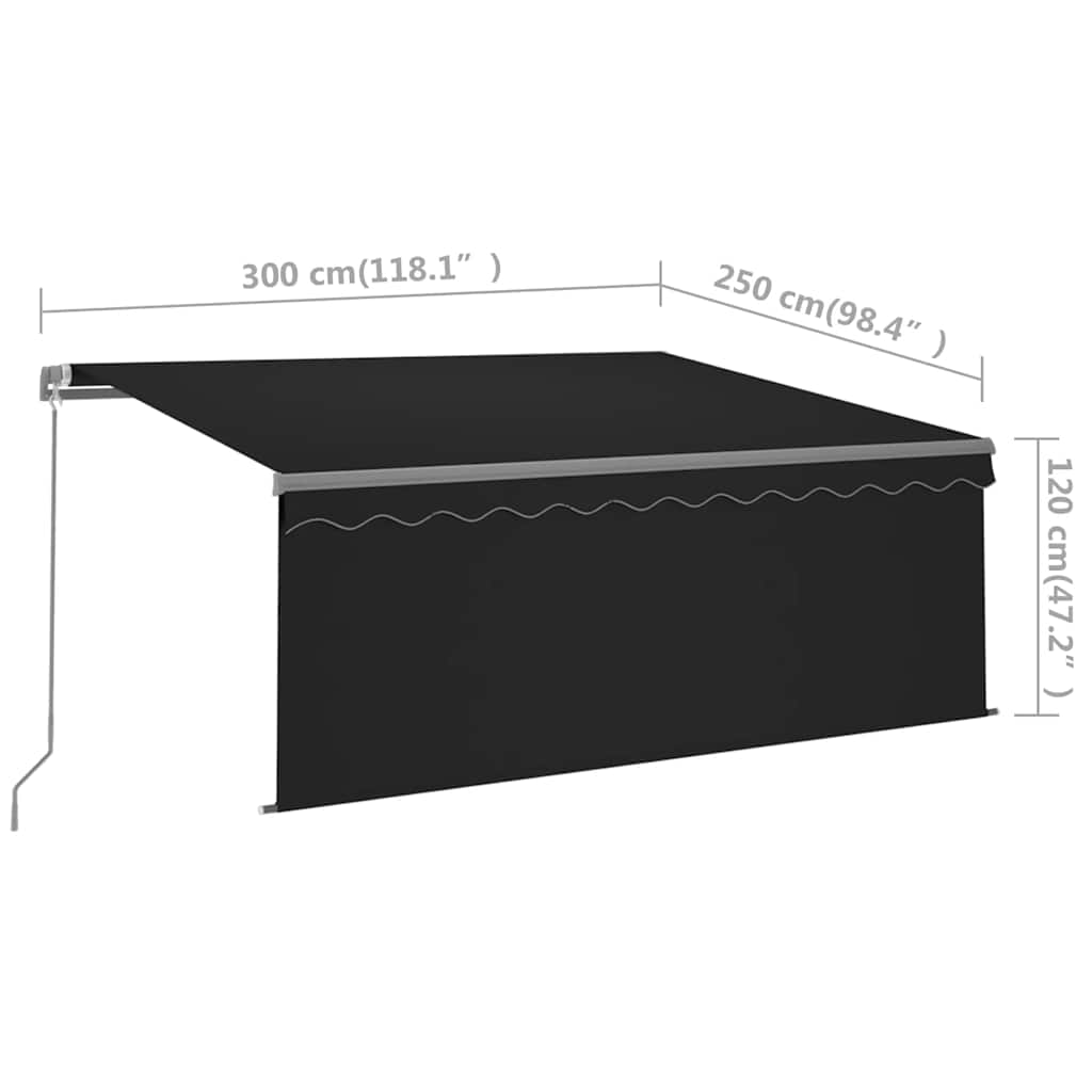 Tenda da Sole Retrattile Manuale con LED 3x2,5 m Antracite | homemem39