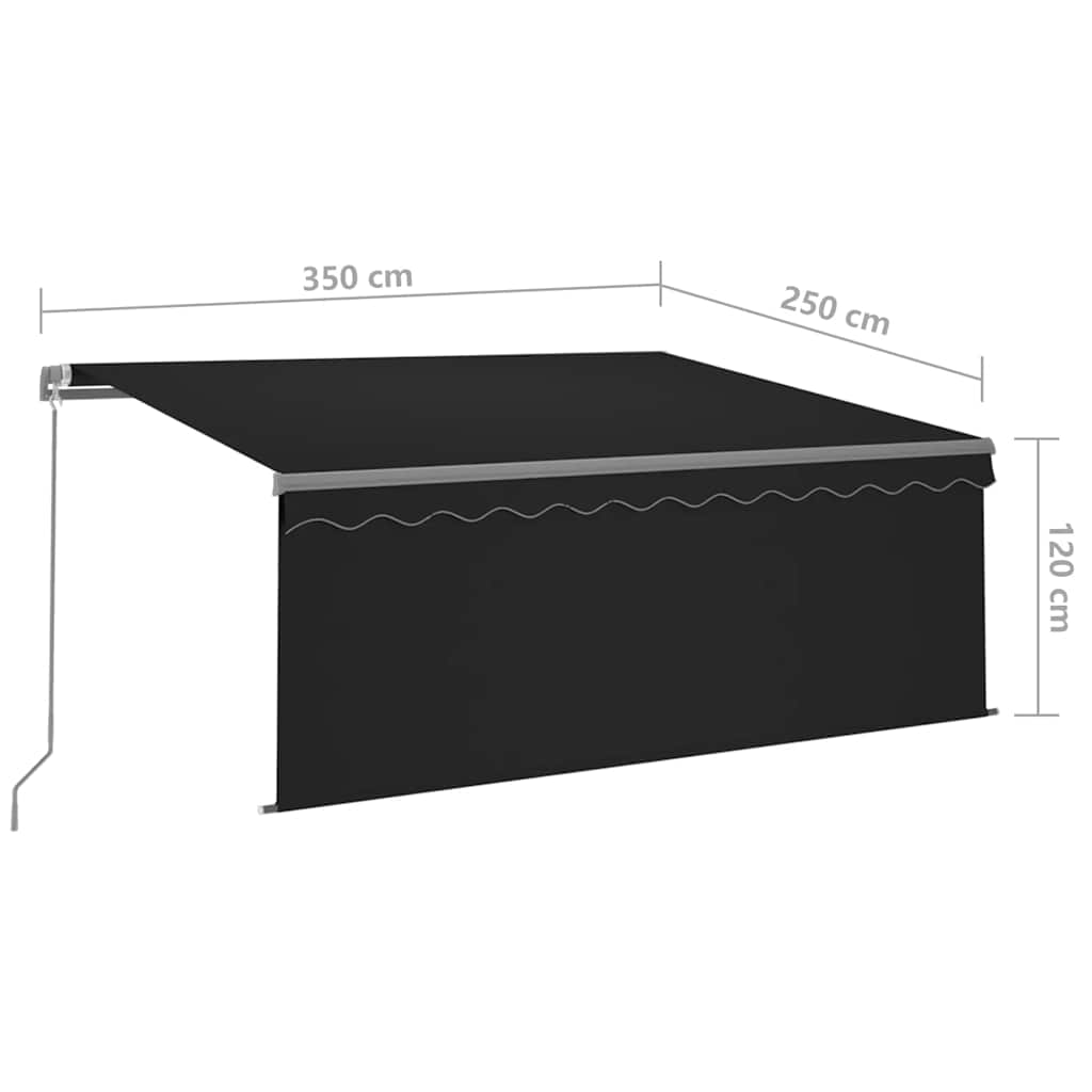 Tenda da Sole Retrattile Manuale con LED 3,5x2,5 m Antracite | homemem39