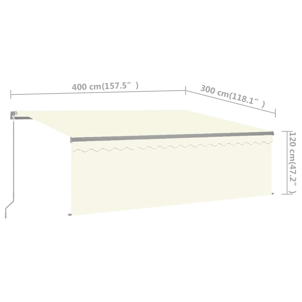 Tenda da Sole Retrattile Manuale con LED 4x3 m Crema | homemem39