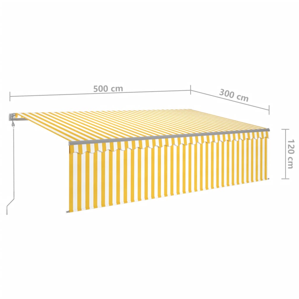 Tenda Retrattile Automatica con Parasole 5x3m Gialla Bianca | homemem39