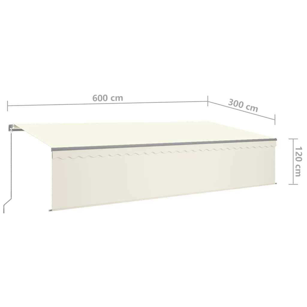 Tenda da Sole Retrattile Manuale con Parasole 6x3 m Crema | homemem39