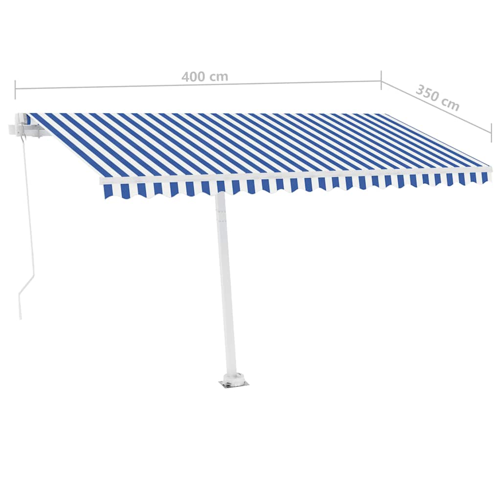 Tenda Retrattile Manuale Autoportante 450x300 cm Blu Bianca - homemem39