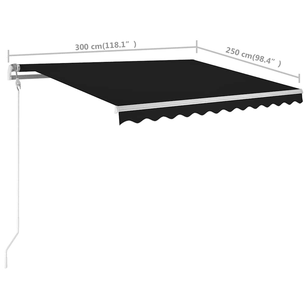 Tenda da Sole Retrattile Manuale con Pali 3x2,5 m Antracite | homemem39
