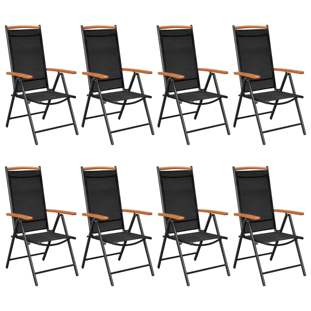 Set da Pranzo da Giardino 9 pz in Alluminio Nero - homemem39
