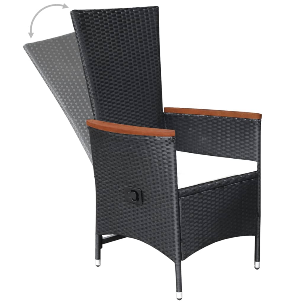 Set Mobili da Pranzo per Giardino 7 pz in Polyrattan Nero - homemem39