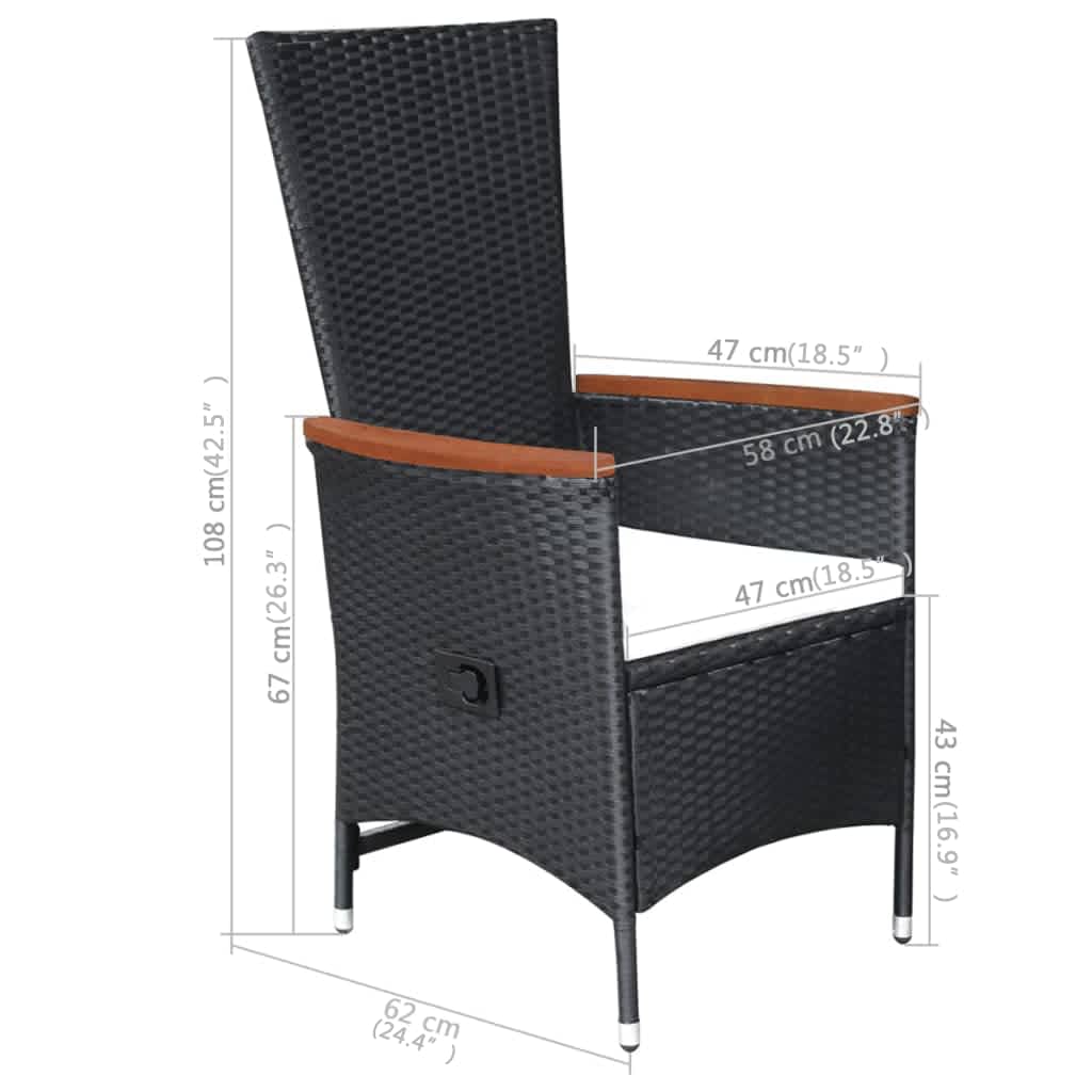 Set Mobili da Pranzo per Giardino 7 pz in Polyrattan Nero - homemem39