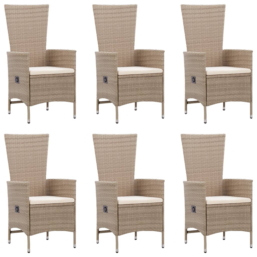 Set Mobili da Pranzo per Giardino 7 pz in Polyrattan Beige - homemem39