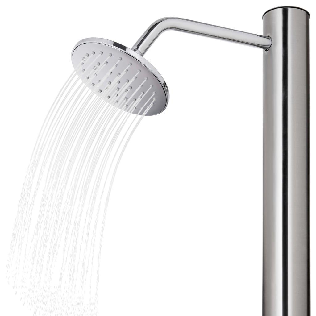 Doccia da Giardino con Base Grigia 220 cm in Acciaio Inox | homemem39