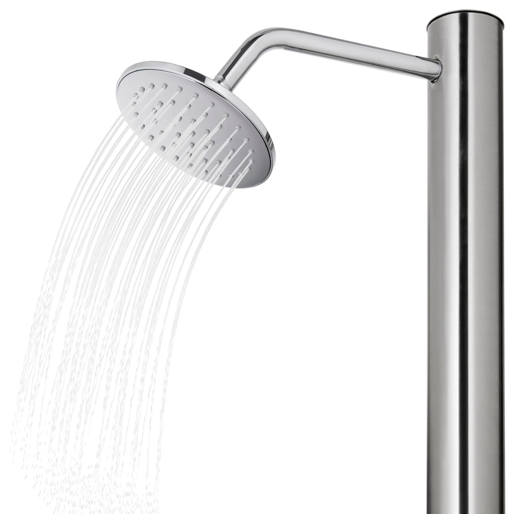 Doccia da Giardino con Base Grigia 220 cm in Acciaio Inox | homemem39