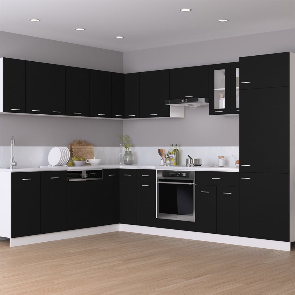 Pensile Angolare “Lyon” Nero 57x57x60 cm in Legno Multistrato - homemem39