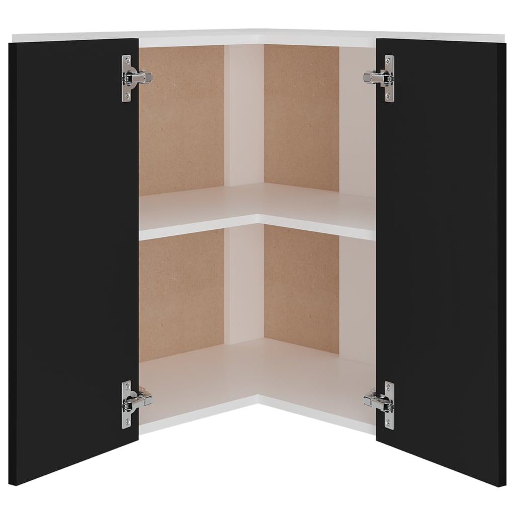 Pensile Angolare “Lyon” Nero 57x57x60 cm in Legno Multistrato - homemem39