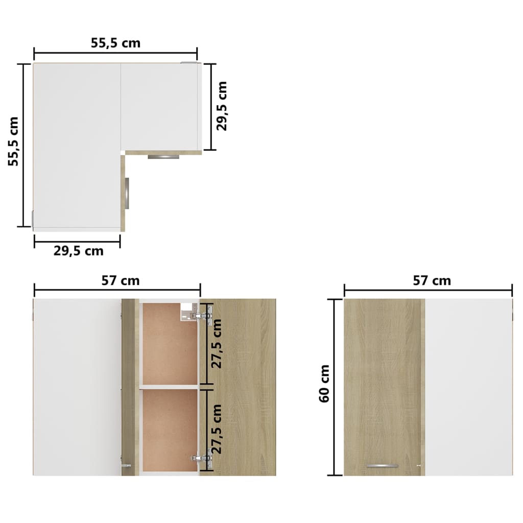 Pensile Angolare “Lyon” Rovere Sonoma 57x57x60 cm | homemem39