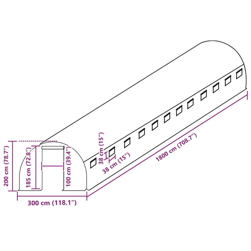 Telo di Ricambio per Serra (54 m²) 300x1800x200 cm Verde - homemem39