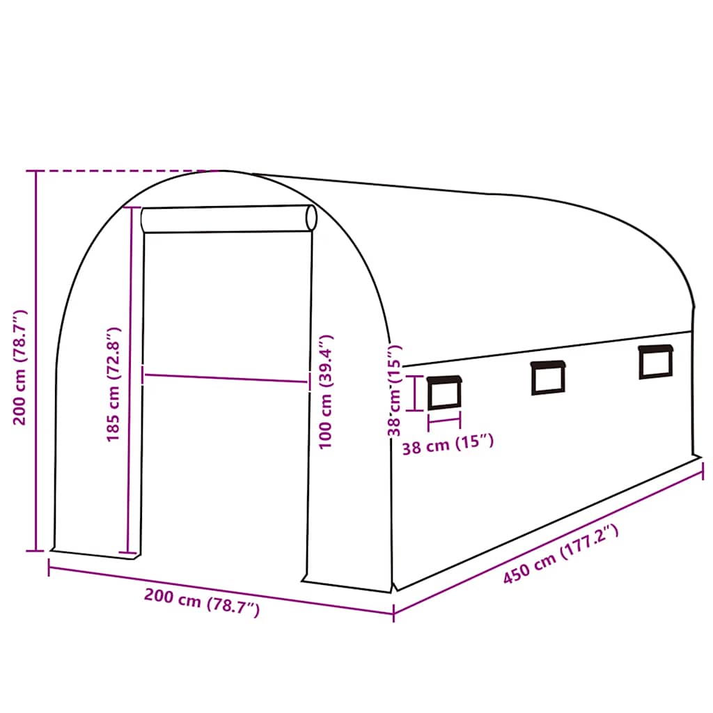 Telo di Ricambio per Serra (9 m²) 200x450x200 cm Verde | homemem39