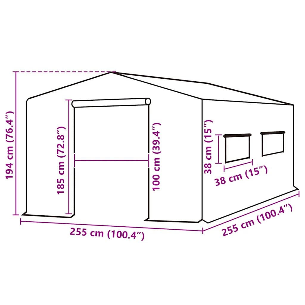 Telo di Ricambio per Serra (6,5025 m²) 255x255x194 cm Verde | homemem39