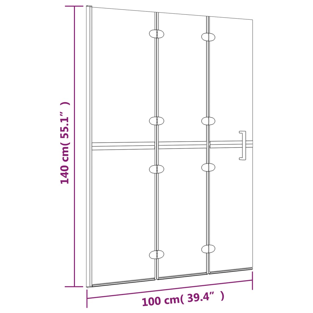 Pannello Doccia Pieghevole in ESG 100x140 cm Bianco | homemem39