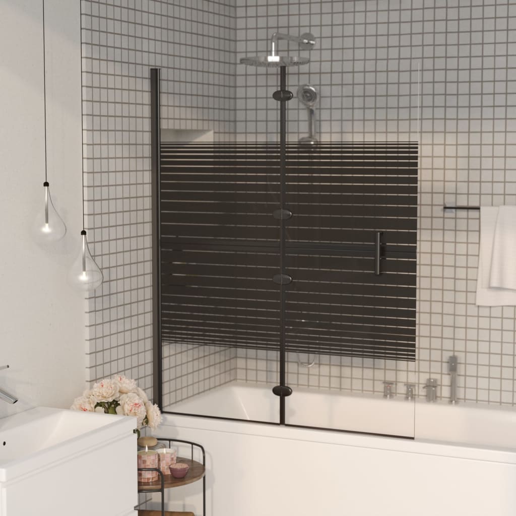 Pannello Doccia Pieghevole in ESG 100x140 cm Nero - homemem39