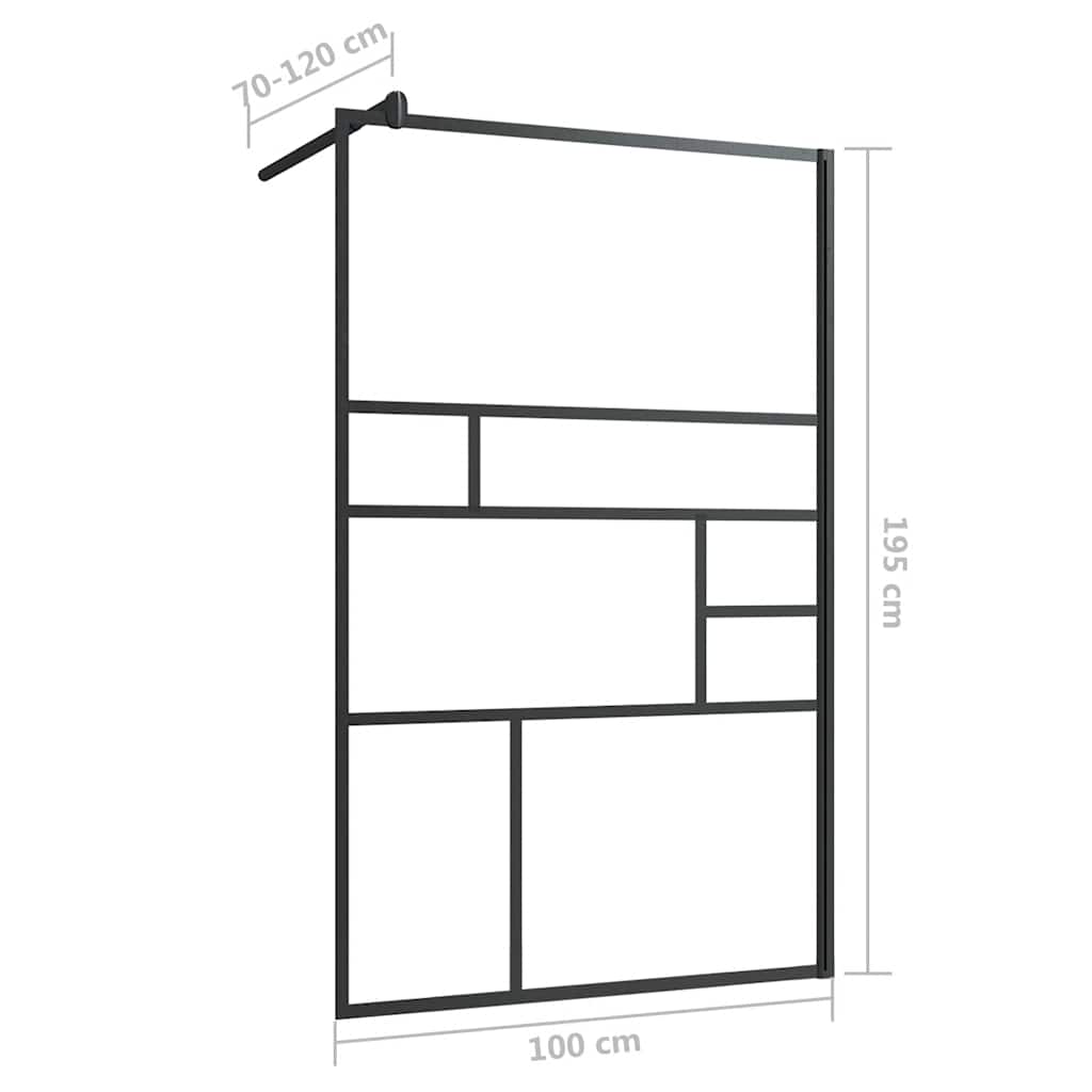 Parete Doccia Walk-in in Vetro Trasparente ESG Nera 100x195 cm | homemem39
