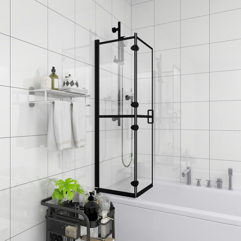 Box Doccia Pieghevole in ESG 80x140 cm Nero - homemem39