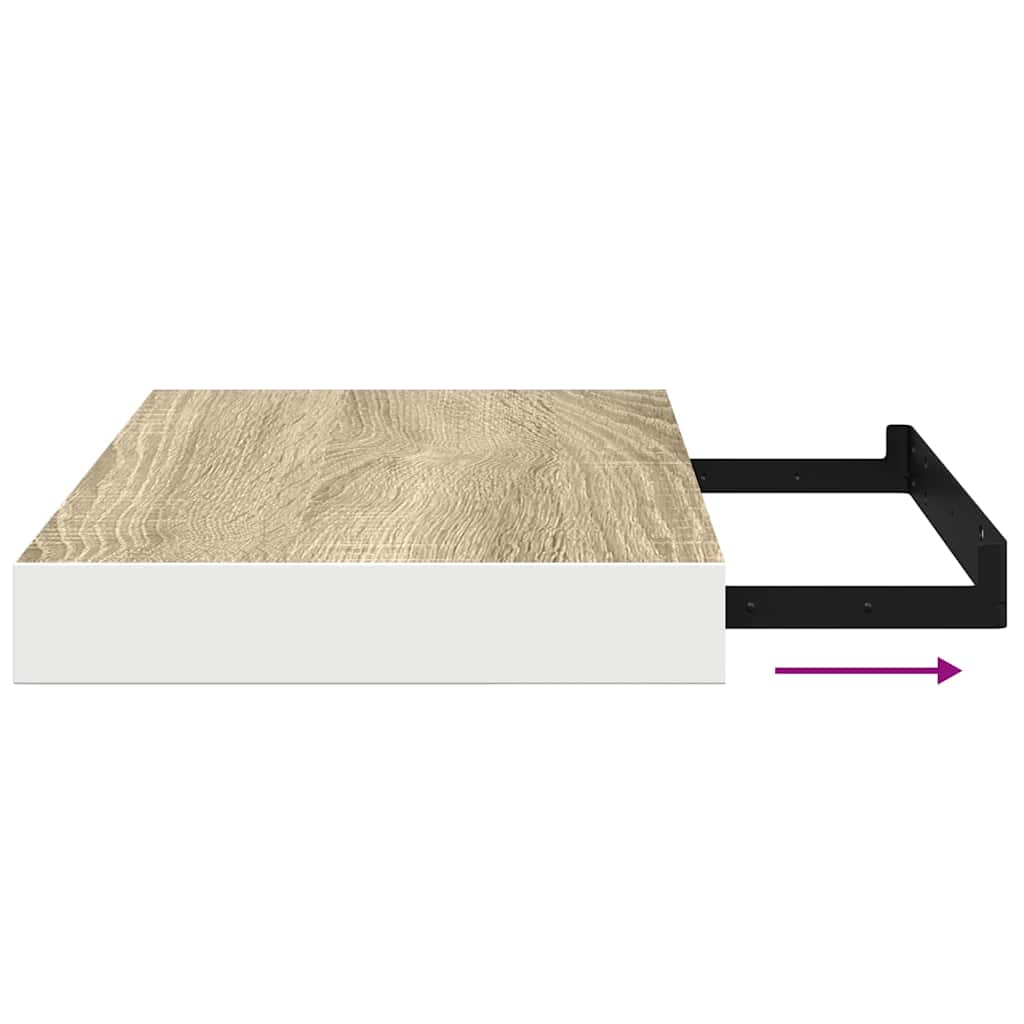 Scaffali a Parete 4 pz Rovere e Bianco 50x23,5x3,8 cm in MDF | homemem39