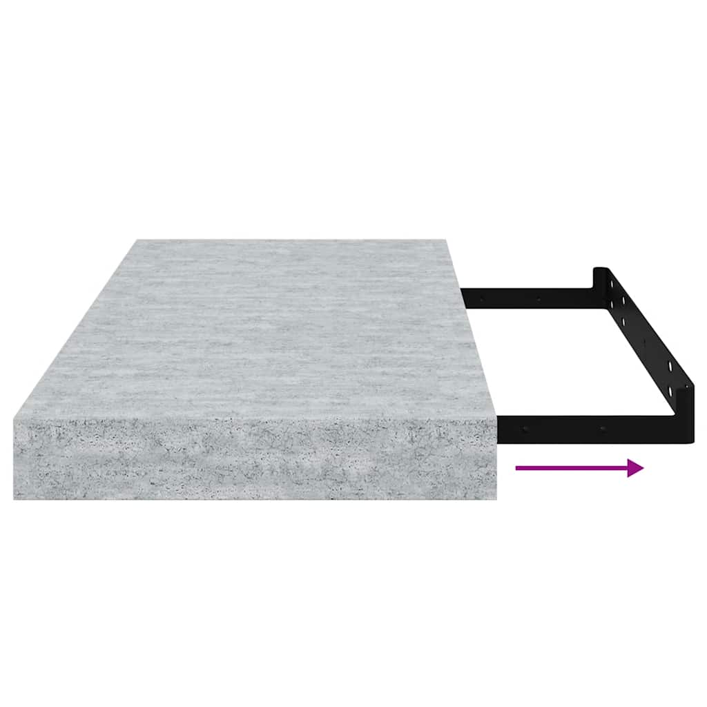 Scaffali a Parete 2 pz Grigio Cemento 50x23,5x3,8 cm in MDF | homemem39
