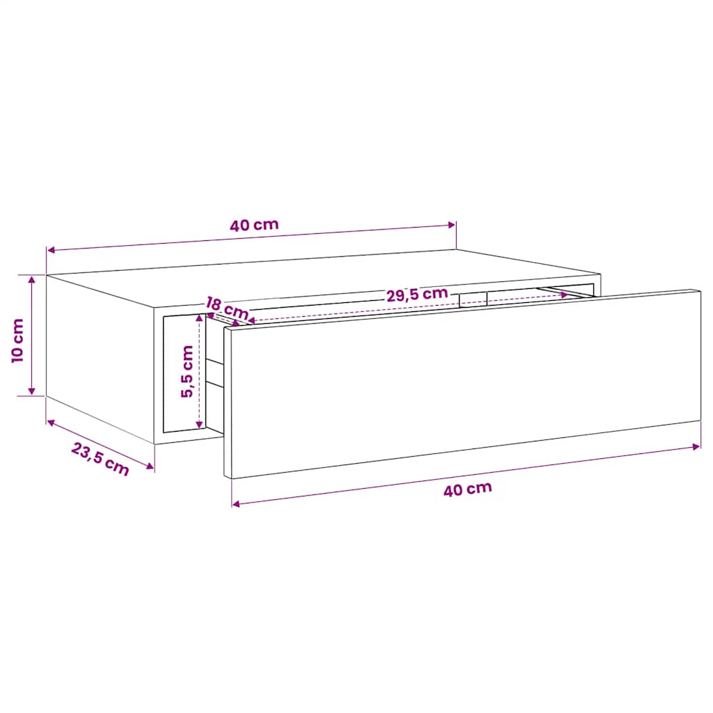 Scaffale con Cassetti da Parete Bianco 40x23,5x10 cm in MDF | homemem39