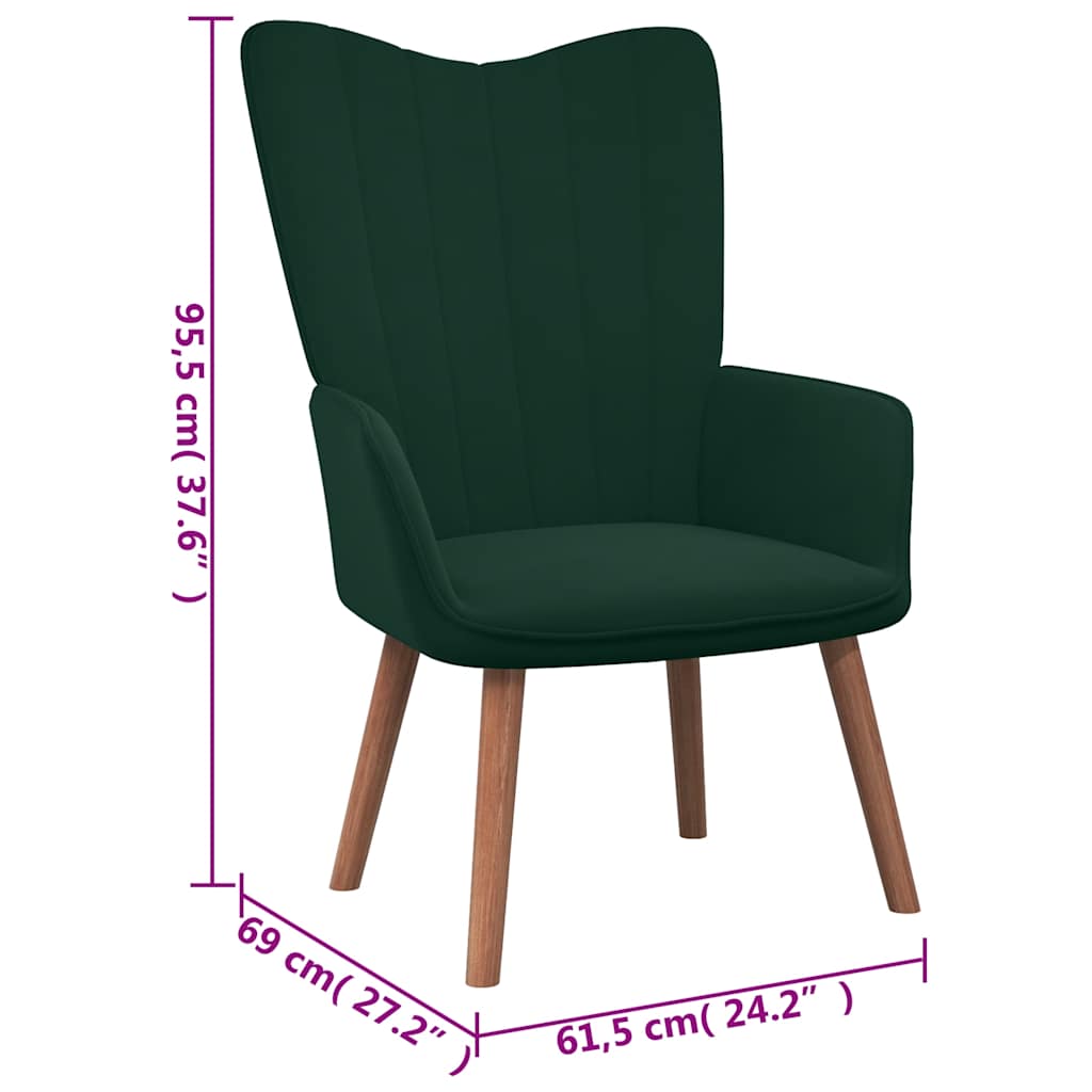 Poltrona Relax con Poggiapiedi Verde Scuro in Velluto | homemem39