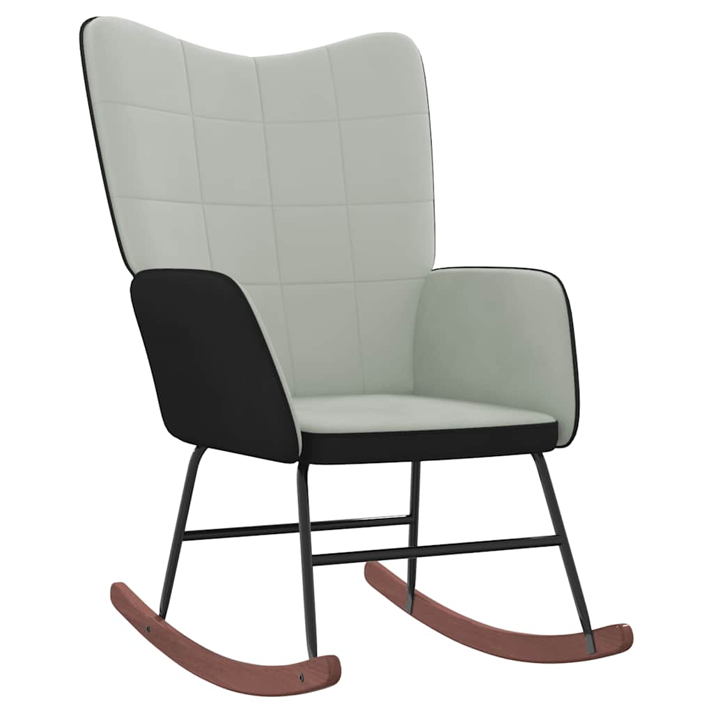 Sedia a Dondolo Grigio Chiaro in Velluto e PVC