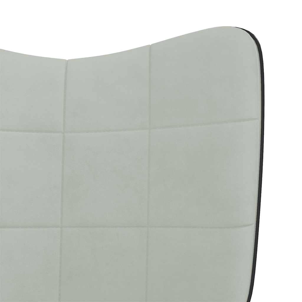 Sedia a Dondolo Grigio Chiaro in Velluto e PVC