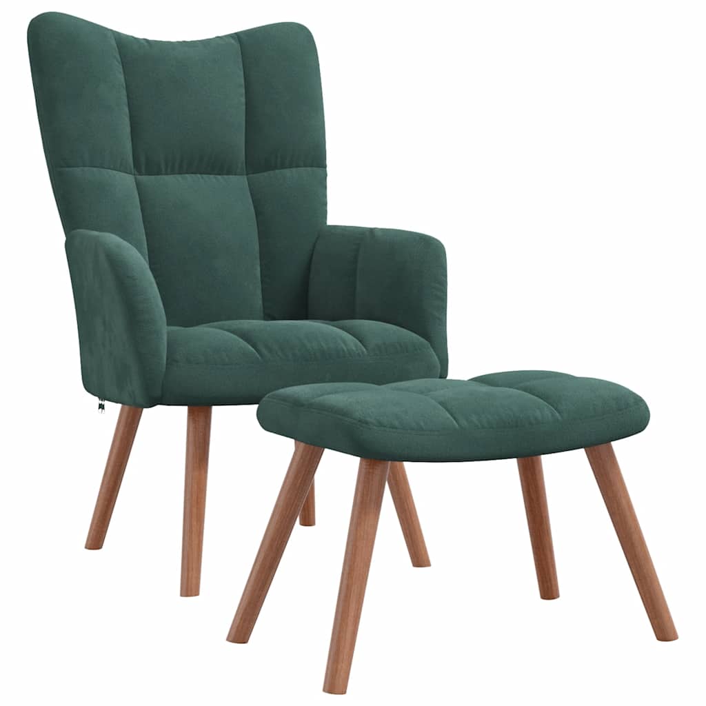 Poltrona Relax con Poggiapiedi Verde Scuro in Velluto - homemem39