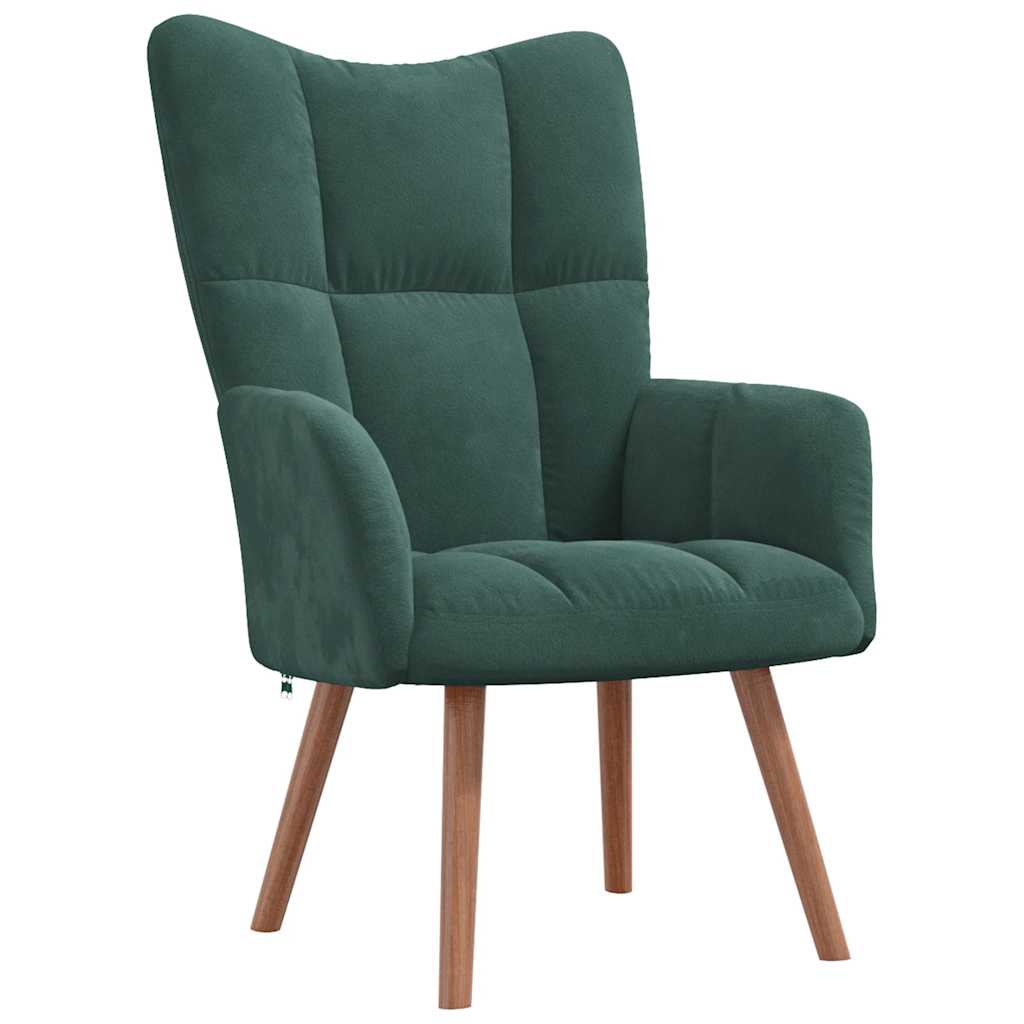 Poltrona Relax con Poggiapiedi Verde Scuro in Velluto - homemem39