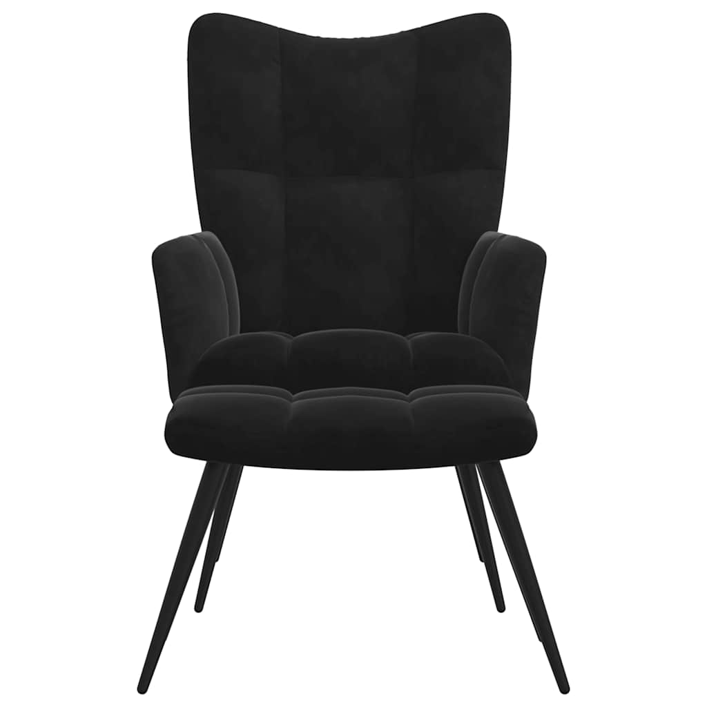 Relax Armchair with Black Velvet Footstool