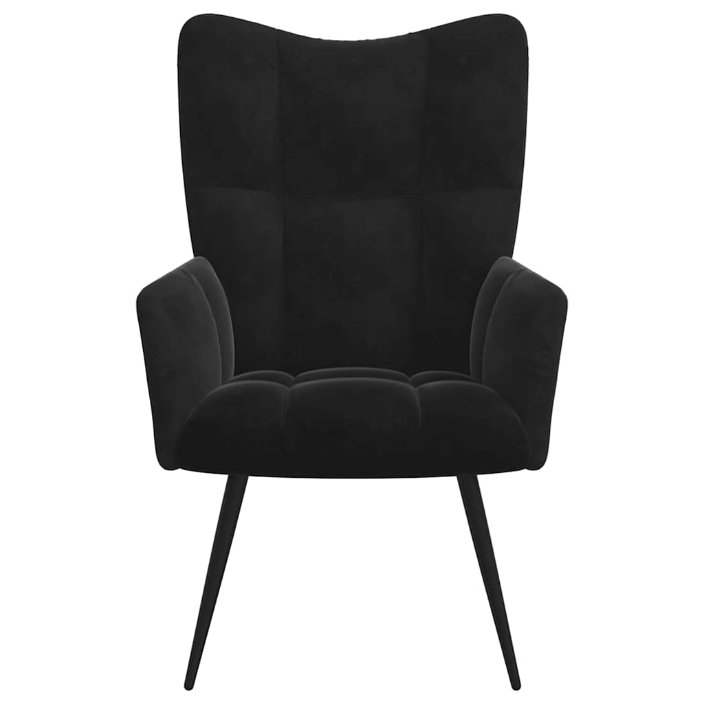 Relax Armchair with Black Velvet Footstool
