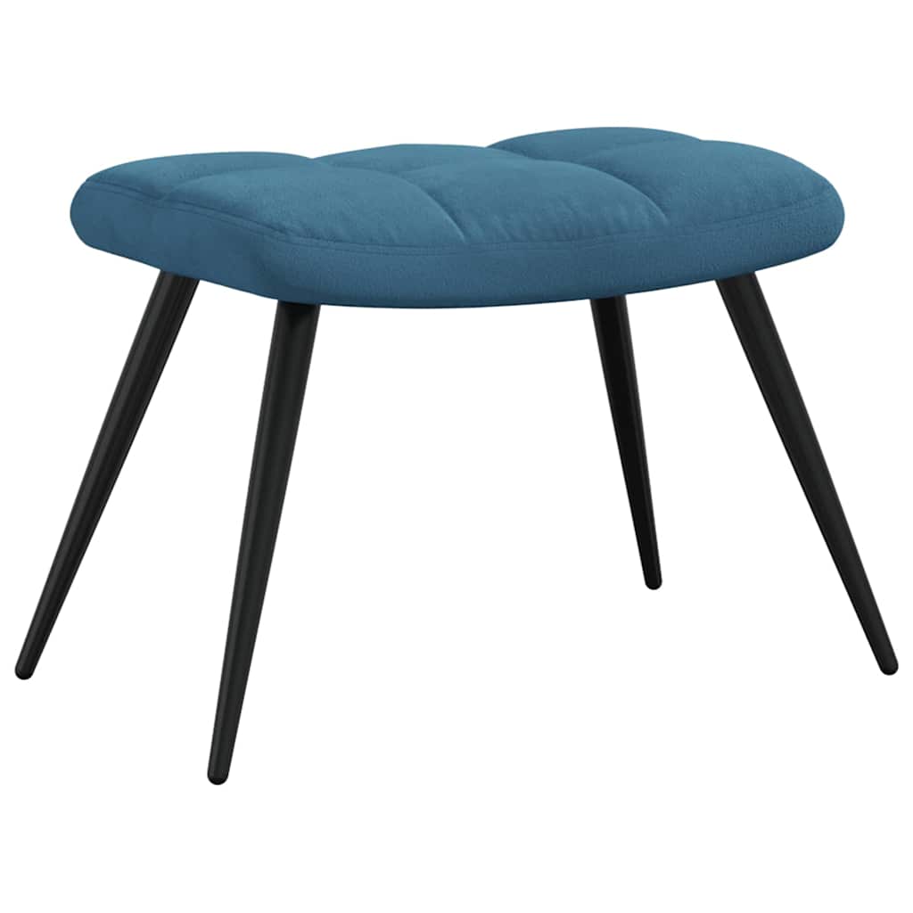 Poltrona Relax con Poggiapiedi Blu in Velluto - homemem39