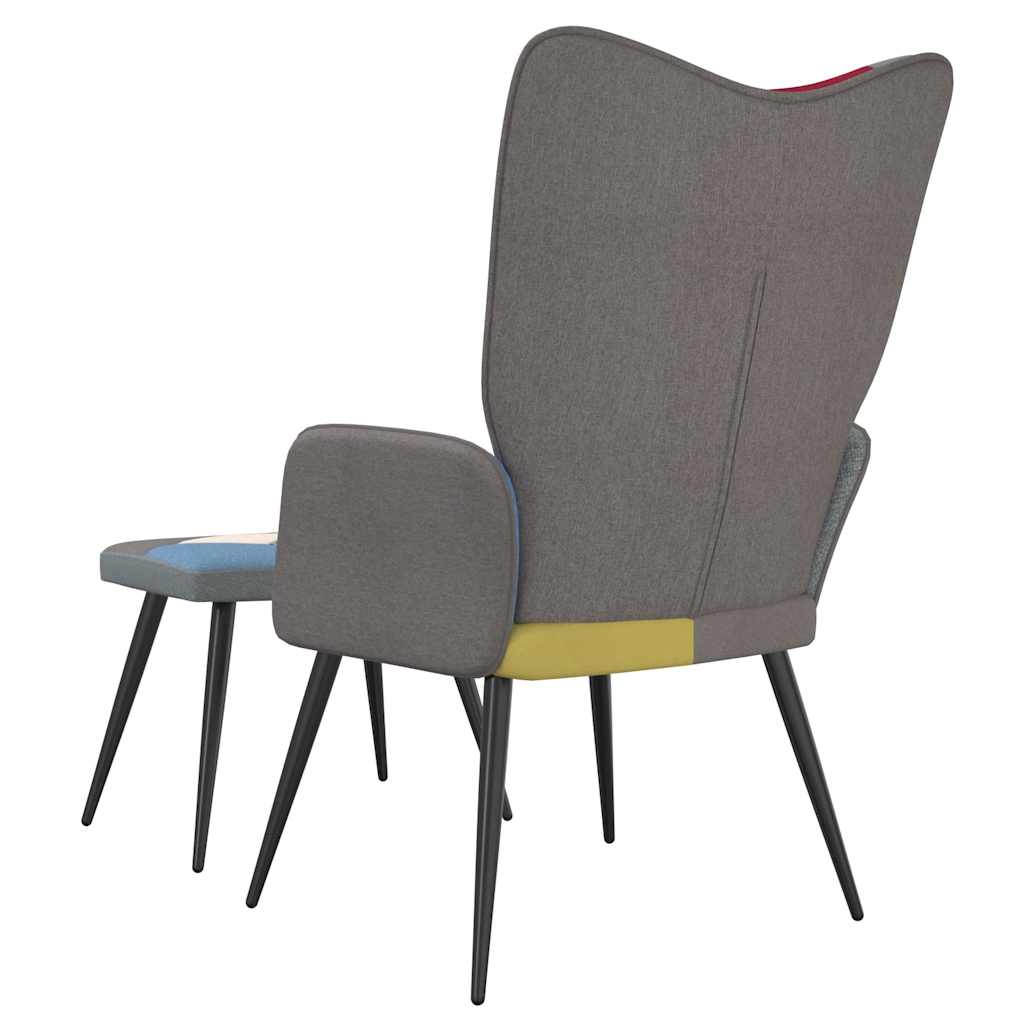 Poltrona Relax con Poggiapiedi in Tessuto Patchwork