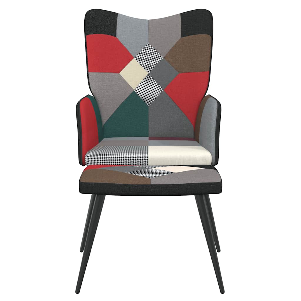 Sedia Relax con Sgabello in Tessuto Patchwork