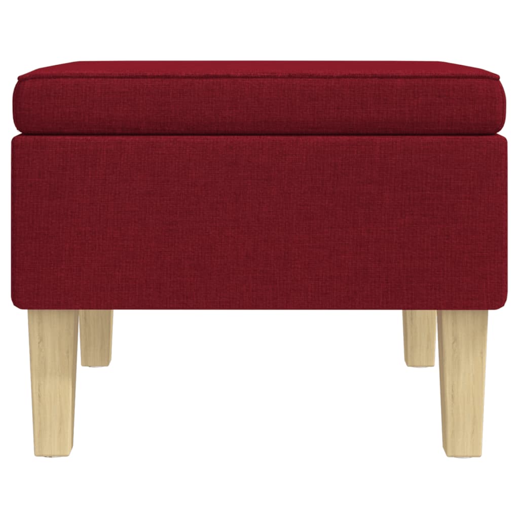 Poggiapiedi con Gambe in Legno Rosso Vino in Tessuto - homemem39