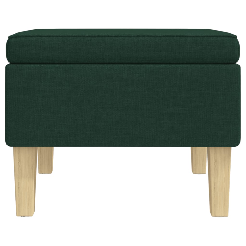 Poggiapiedi con Gambe in Legno Verde Scuro in Tessuto - homemem39