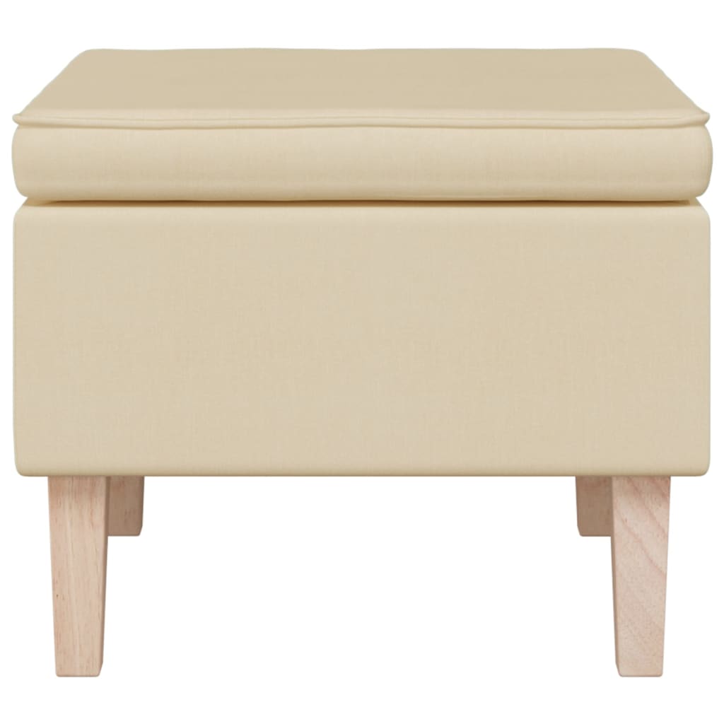Poggiapiedi con Gambe in Legno Crema in Tessuto - homemem39